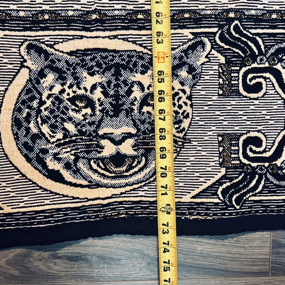 Mexican Aztec Mayan Sun Stone Calendar Woven Tapestry Blanket Jaguar Pyramids